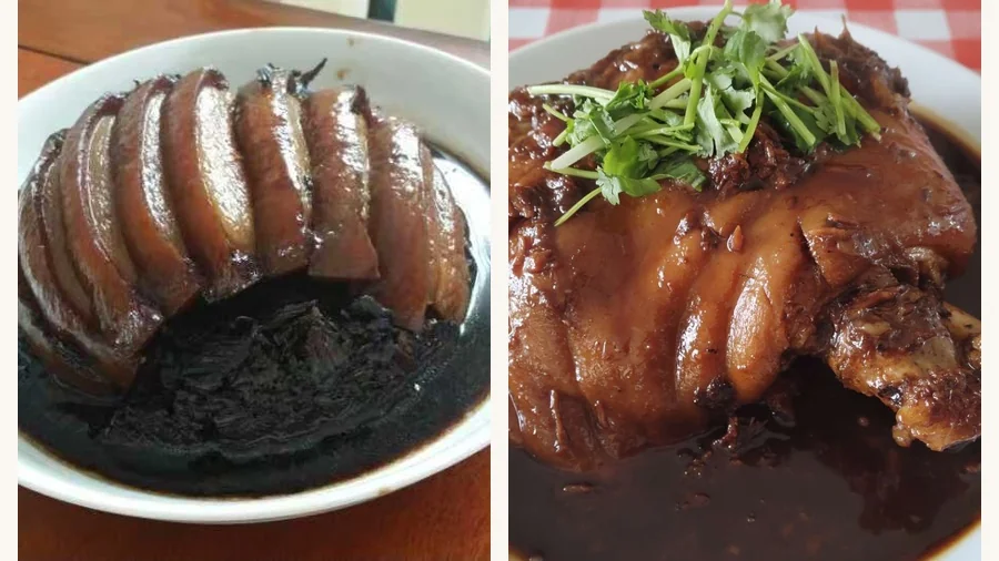 老陈家宴的梅干菜扣肉与炖蹄膀,专业级出品